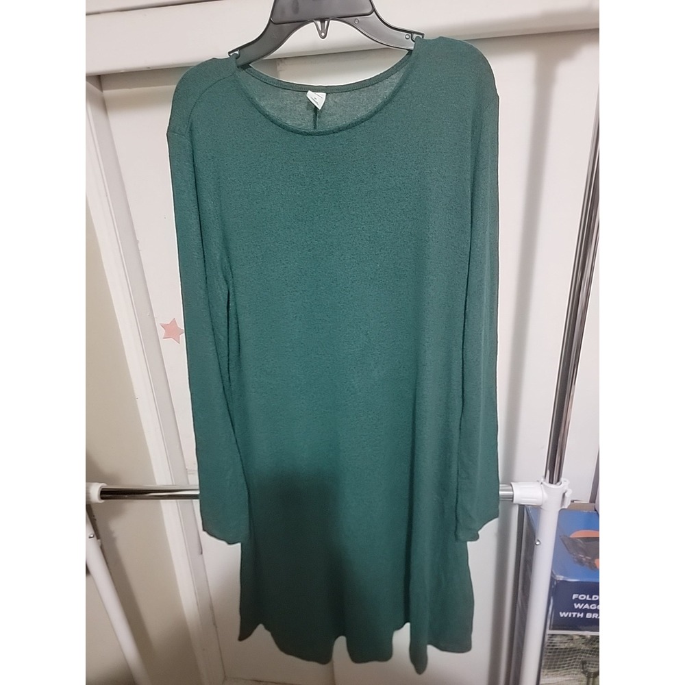 Womens Old Navy Dress Size M Green Pull‎ Over Round Neck Long Sleeve
